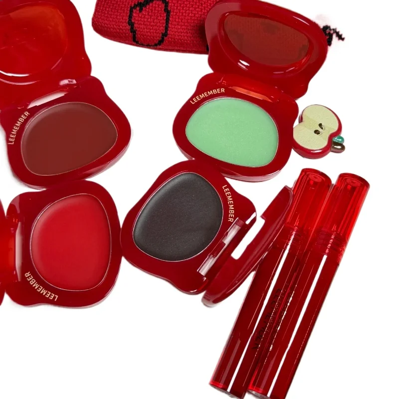 LEEMEMBER Christmas WaterLight Shimmer Blush Lipstick Multiuse Red Apple Clear Cheek Easy To Wear  Long-lasting Makeup