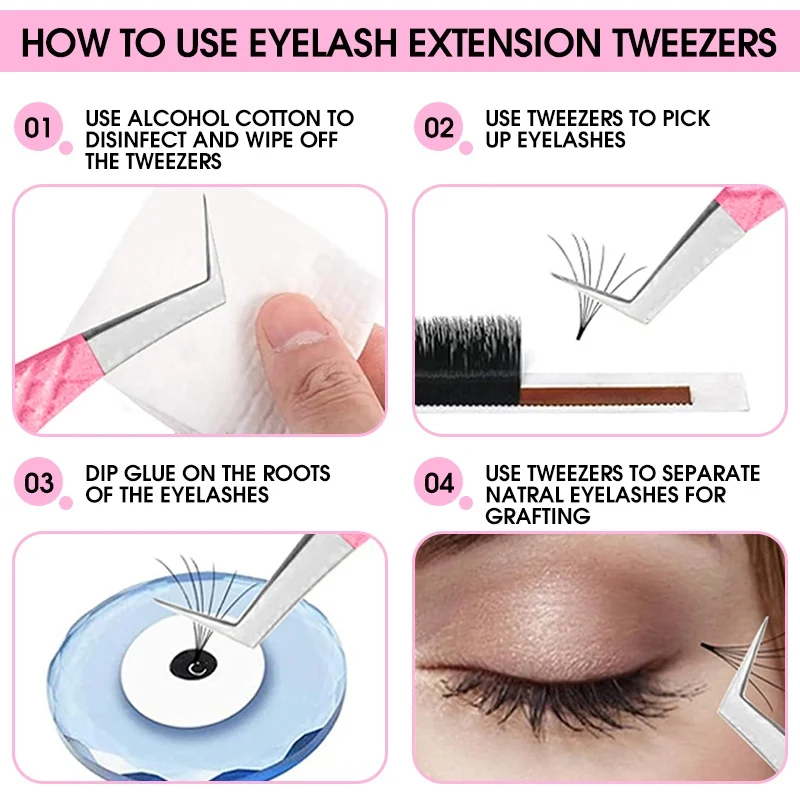 つけまつげエクステンションピンセットステンレス鋼プロフェッショナル美容まつげ移植エクステンションツール高精度ピンセット