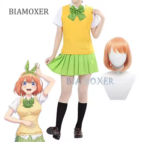 Nakano Yotsuba Cosplay Dress Anime Woman Wigs Cosplay Costume Heat Resistant Synthetic Hair Wig