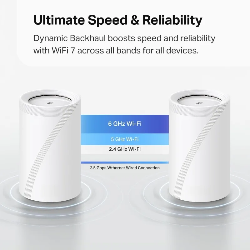 الصفحة الرئيسية - Deco BE63 Tri-Band WiFi 7 BE10000- 6-Stream 10 جيجابت في الثانية، 4x2.5G منافذ سلكية، VPN، MU-MIMO، HomeShield (3 عبوات)