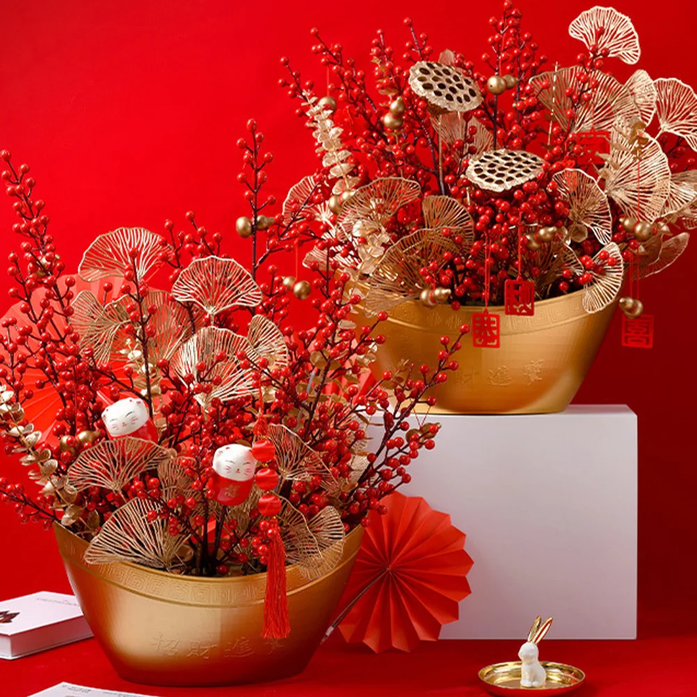 

1Pcs Ingot Shape Gift Box Golden New Year Flower Bucket Home Sundries Container Classic Chinese Blessing Decor Gift Box