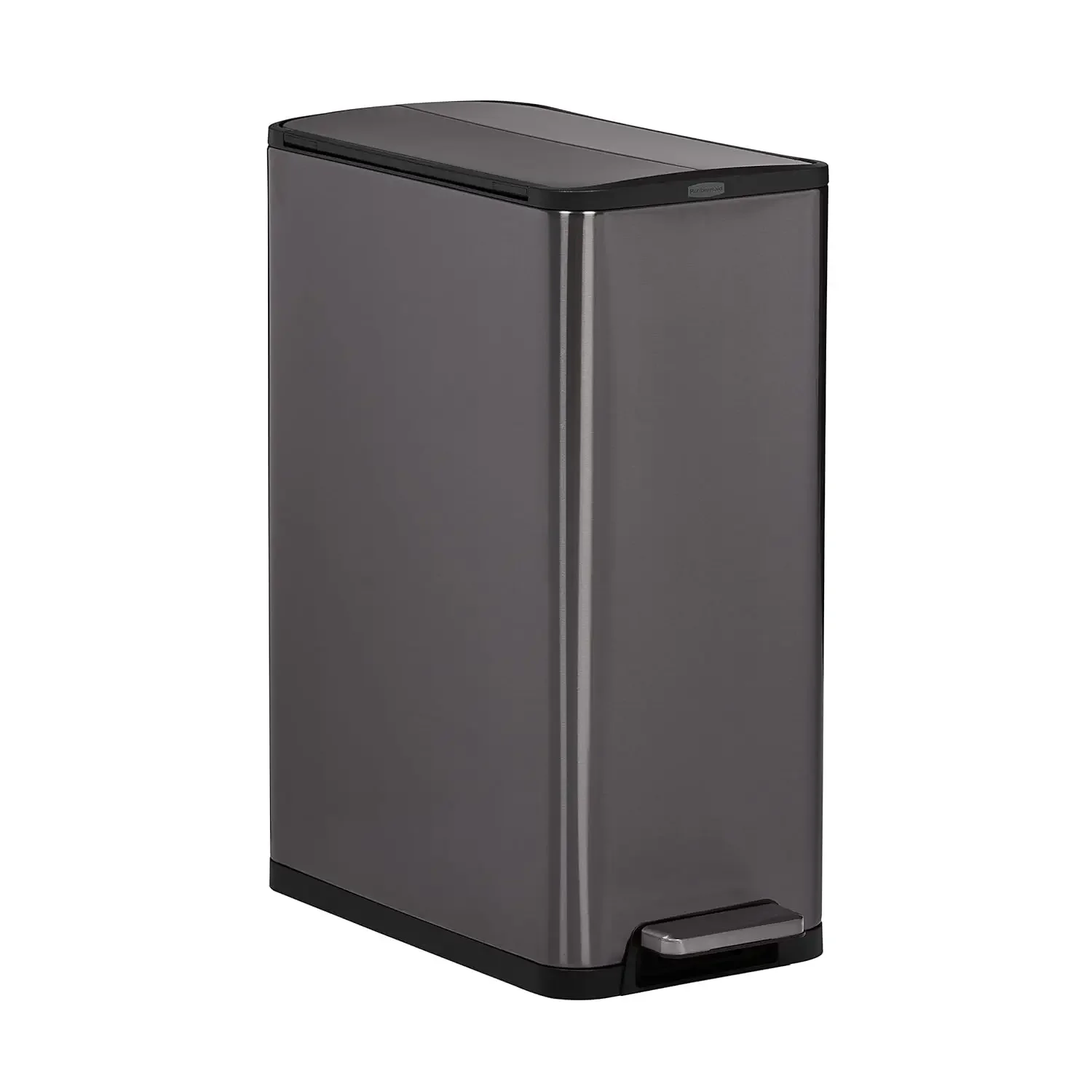 Elite Stainless Steel Slim Step-On Trash Can, 12 Gallon, Charcoal, Wastebasket for Home/Kitchen/Bathroom/Office