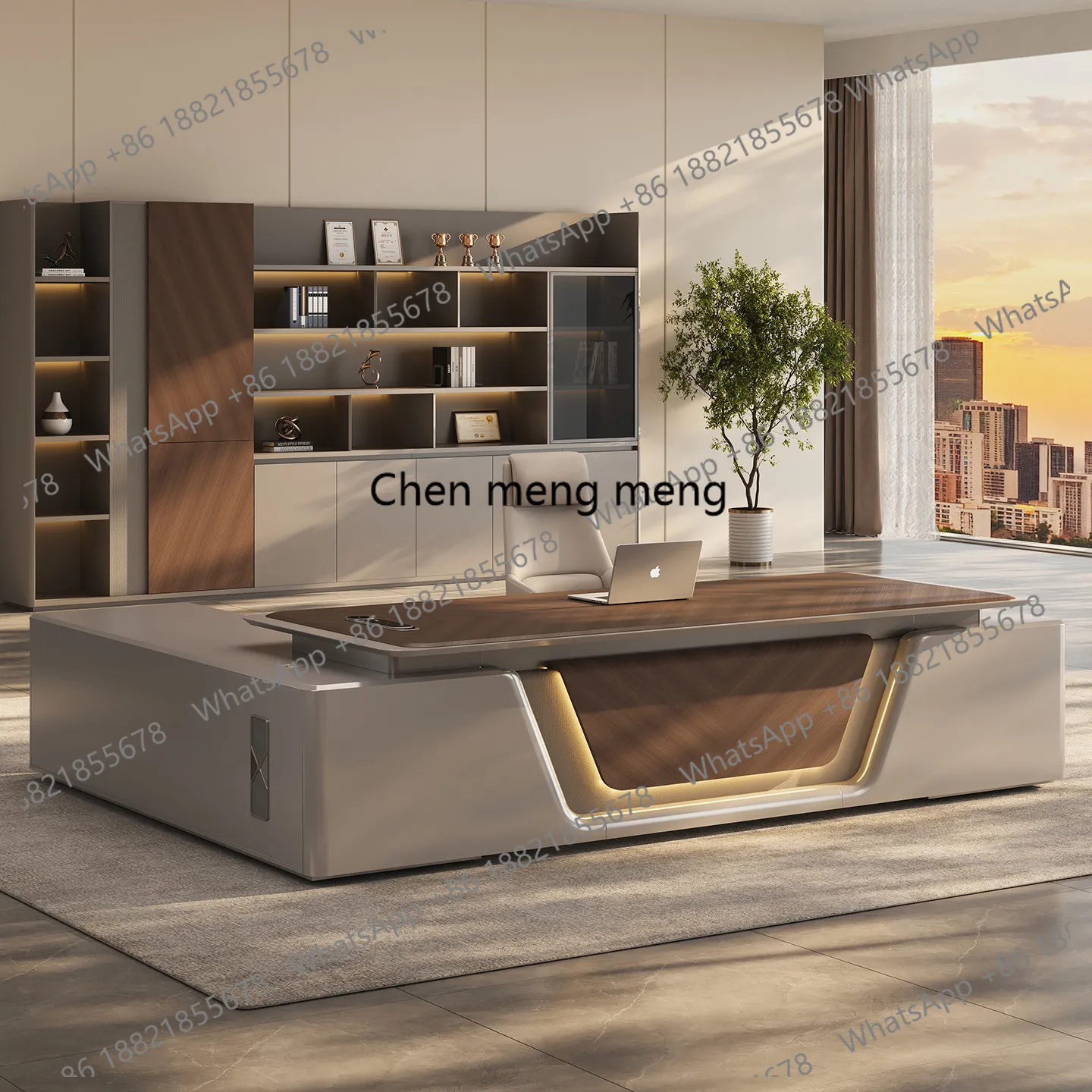 

Простой современный классный офисный стол, роскошный президентский стол, офисная мебель премиум-класса, комплект стола и стула для руководителя.