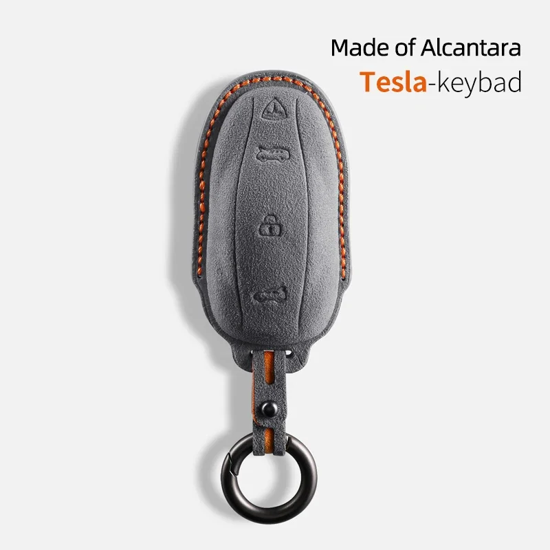 

Alcantara For Tesla Model 3 X S Y Car Key Case Auto Accessories Remote Keychain Suede Buttons Shell Protector 2022 2024 2023