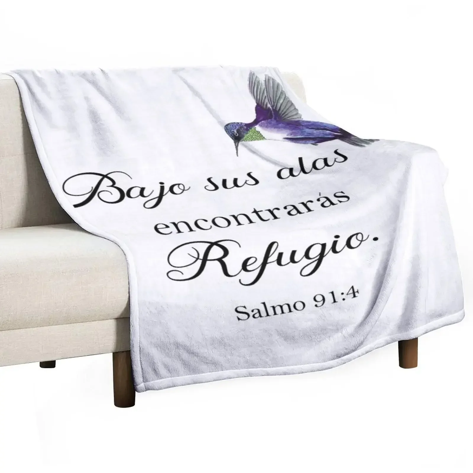 

Bajo sus alas encontraras refugio Spanish bible verse Salmo 91 Throw Blanket Furry Decoratives Blankets