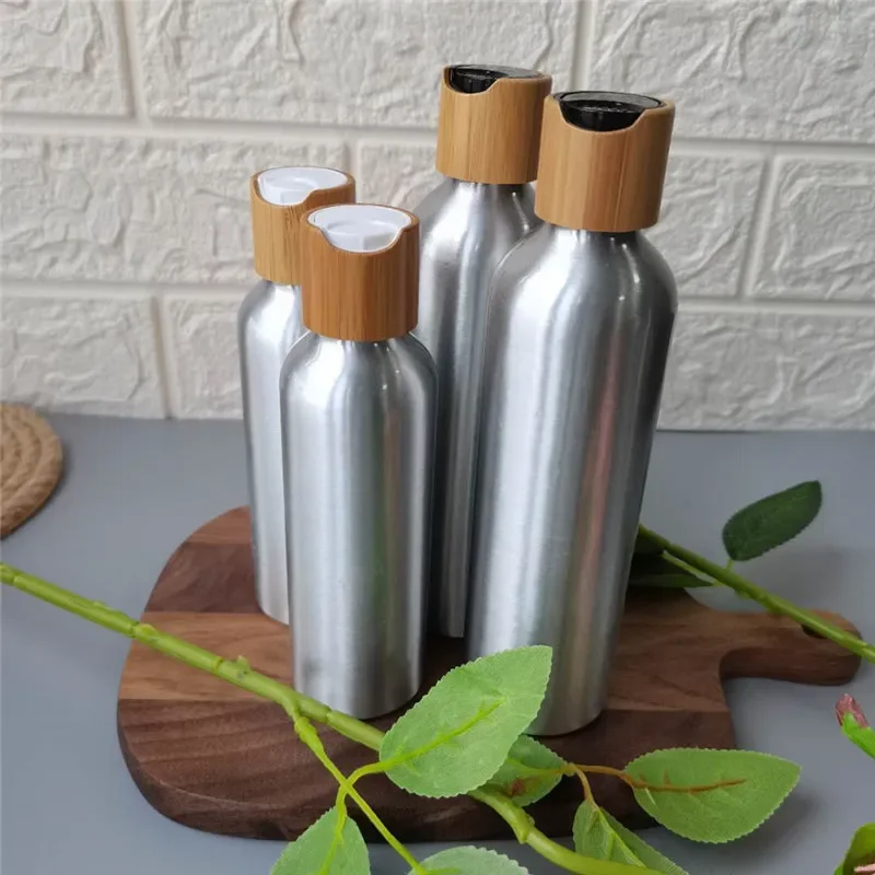 

personal Aluminum Spray Bottle Portable Mini Perfume Bottles Refillable Cosmetic Sprayer Atomizer with Bamboo Cap Disc Top