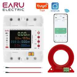 3P 100A Tuya WiFi Smart Bi-Directional Energy Power kWh Meter Leakage Over Under Voltage Protector Relay Switch Current Limit