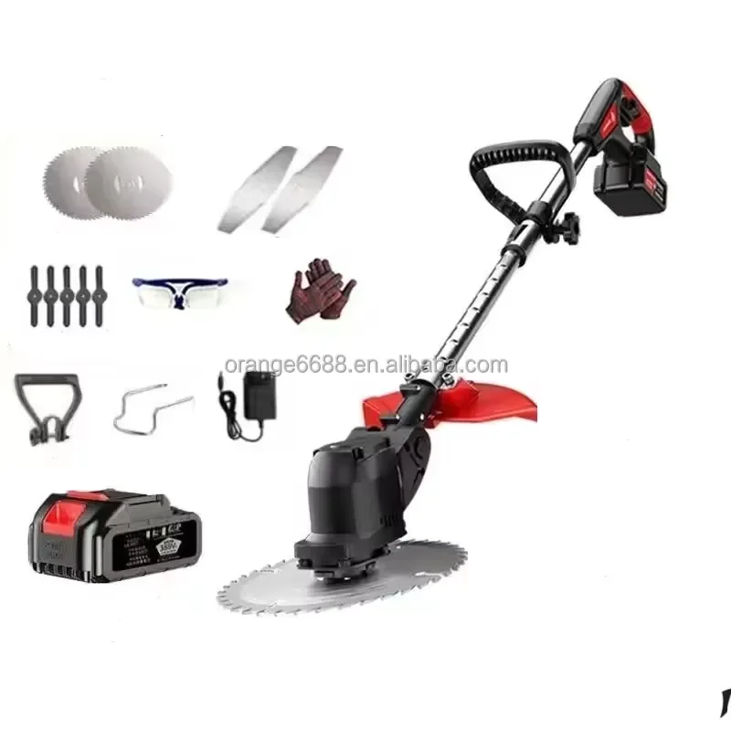 21V Grass Cutter Weeding Machine Lithium Battery Brushless Portable Electric Lawn Mower for Farmland Garden Courtyard