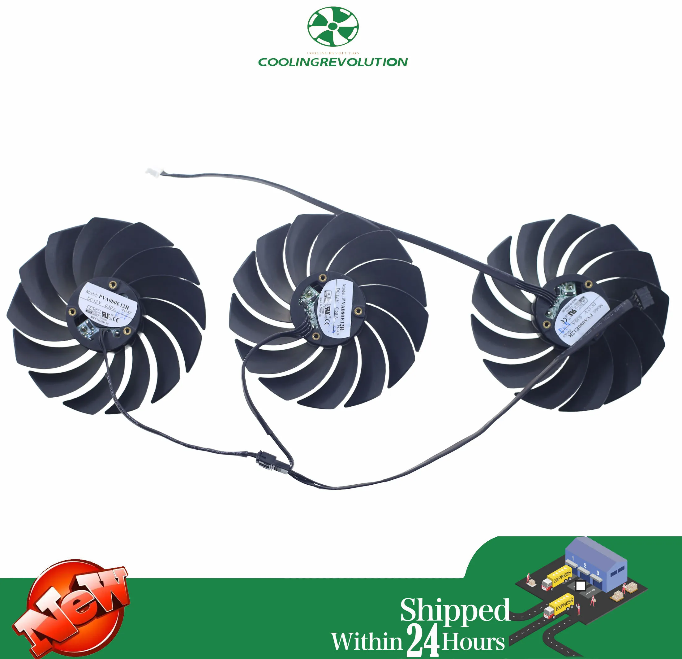 PVA080E12R DC12V 0.5A 4Pin Graphics Card Fan for Colorful iGame Geforce RTX 3090 3080 3070 Vulcan OC