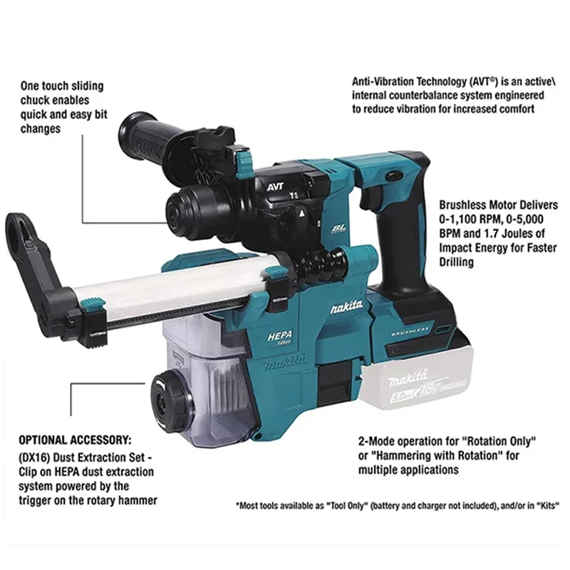 Makita DHR183 18V Cordless Rotary Hammer 5000IPM Multifunctional Hammer Impact Drill DHR183Z Power Tools Bare Metal