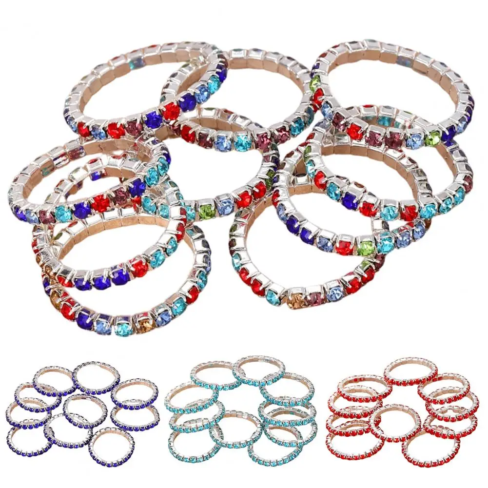10Pcs/Set Rhinestone Toe Ring For Women, Adjustable Open Toe Band Ring, Sparkling Beach Foot Jewelry