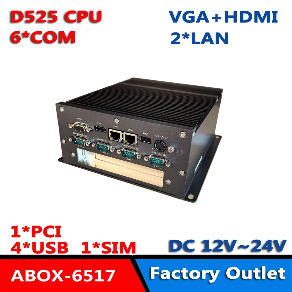 2 * LAN intel ATOM D525 cpu 1 * PCI HDMI GPU plataforma informática caja integrada PC windows XP