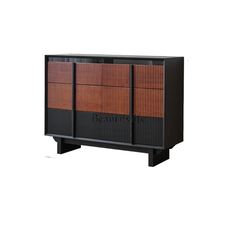 

Light sandalwood medium and ancient style solid wood six-bucket cabinet ash wood edge cabinet retro