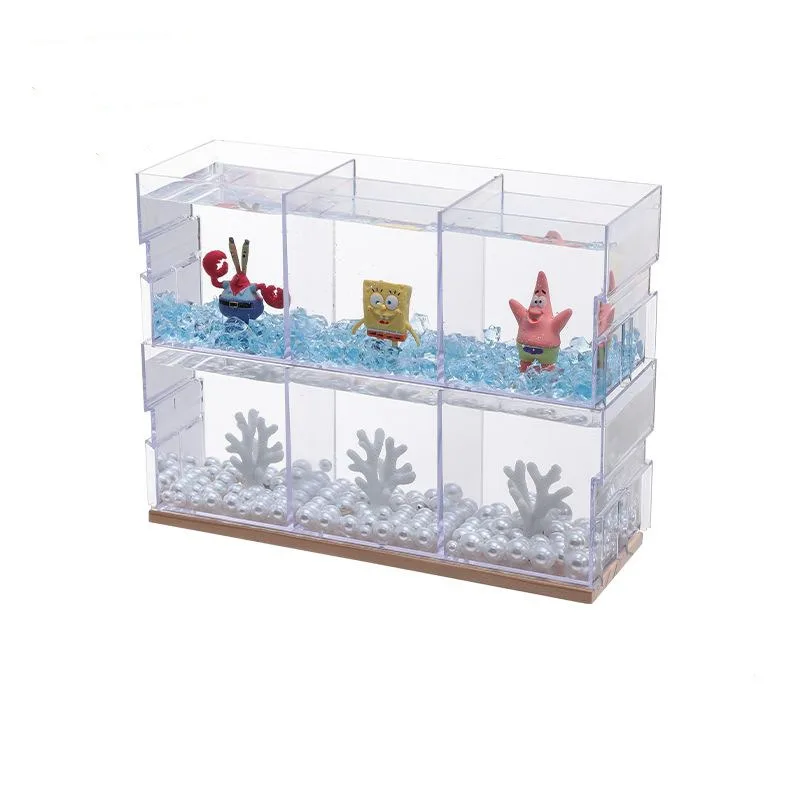 Ornamental Fish Special Fighting Fish Tank Transparent Goldfish Tank Small Fish Feeding Box Plastic Imitation Glass Aquariums