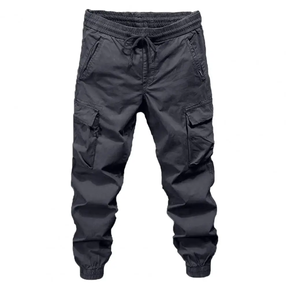 Men Cargo Pants Versatile Men's Cargo Pants Elastic Waist Drawstring Multi Pockets Ideal for Outdoor Sports Streetwear