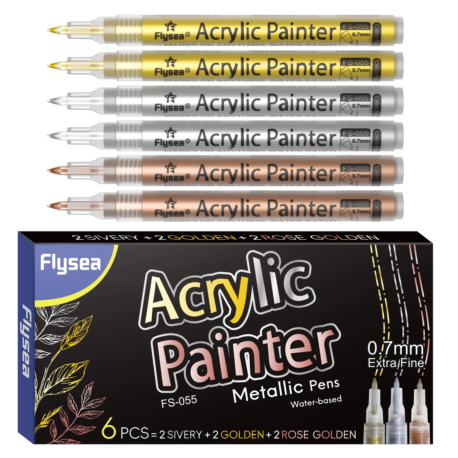 Acryl-Farbmarker-Set 6/12/28 Farben 0,7mm/3,0mm Acryl-Kunstmarker für Stein Glas Leinwand Metall Keramik Tasse Holz Kunststoff – Detail 22