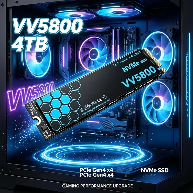2026 VV5800 PCIe3.0 M.2 2280 NVMe SSD 4TB High-Speed Internal Gaming Drive up to for Laptop Desktop PC