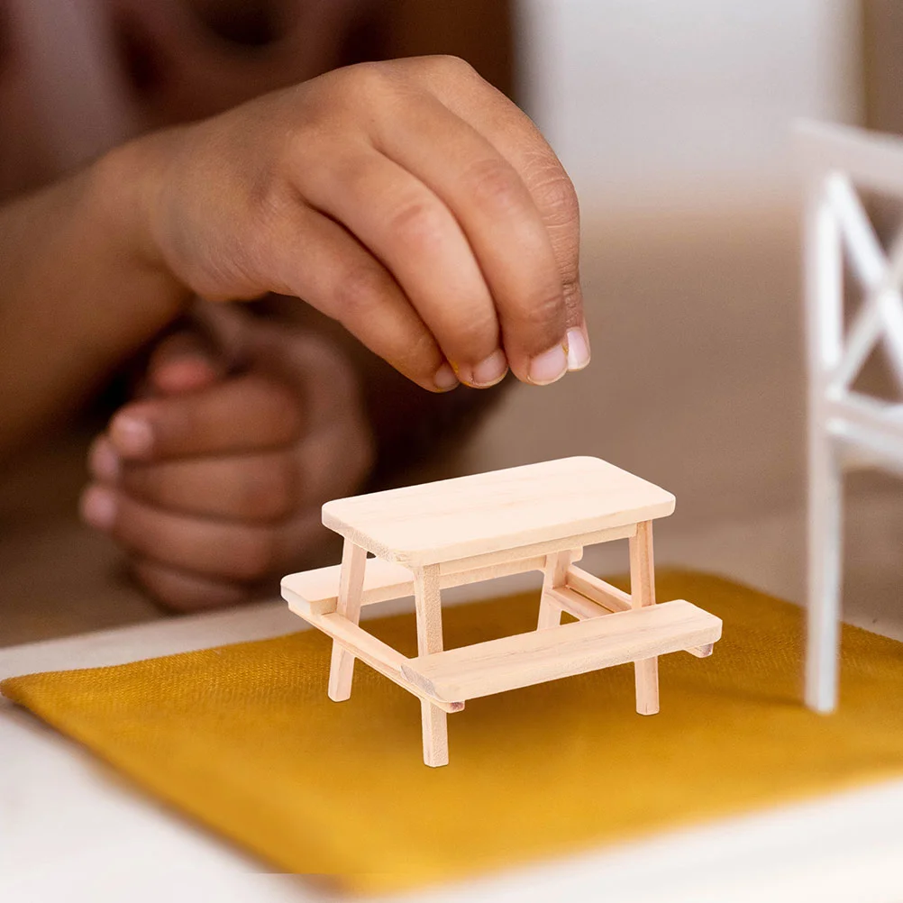 Miniatur furnitur meja dan kursi, 2 buah Model furnitur rumah, properti tata letak rumah