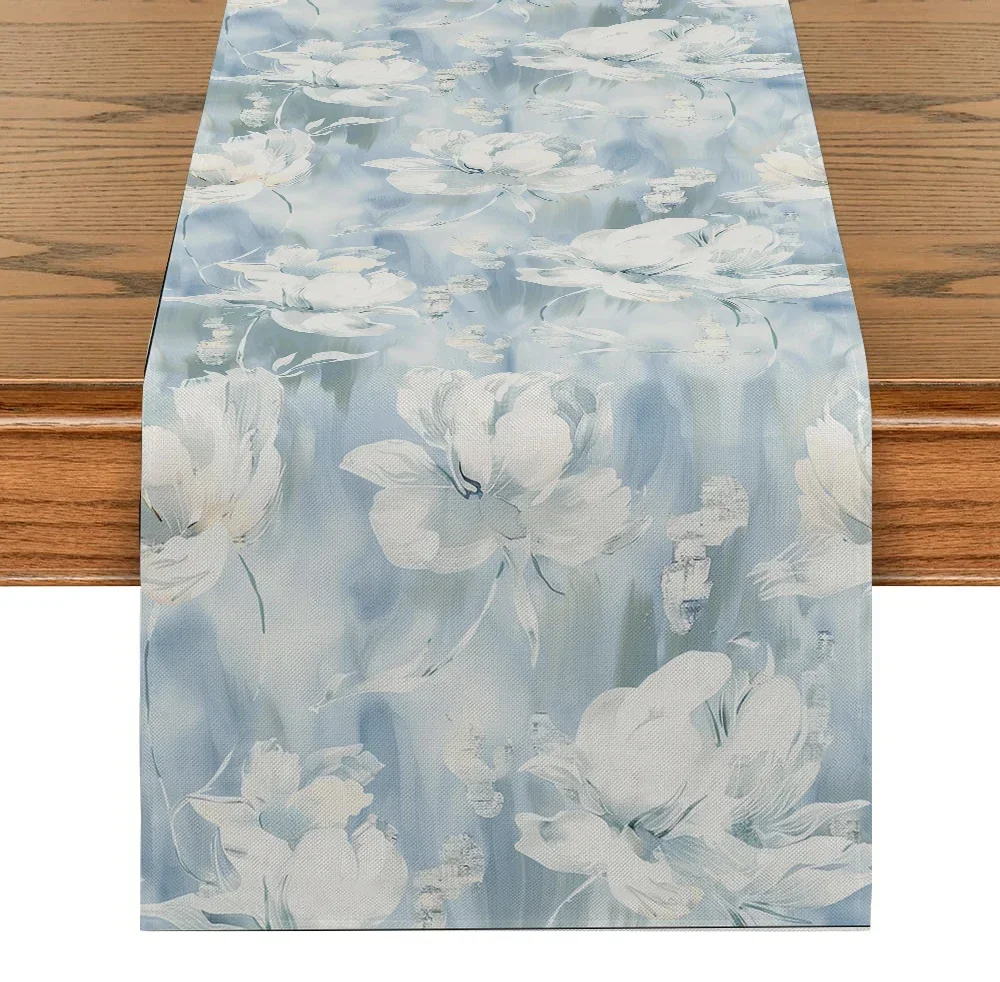 

Watercolor Rendering Table Runner Dresser Scarf Table Decoration Kitchen Supplies Plant Floral Table Runner Party Decorations