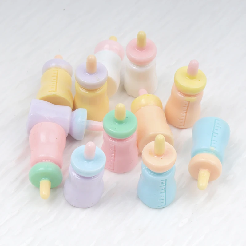 10/100pcs 3D Baby Bottle Miniature Dollhouse Resin Cabochon Flatback Craft Embellishments Novelty Scrapbooking DIY Decor