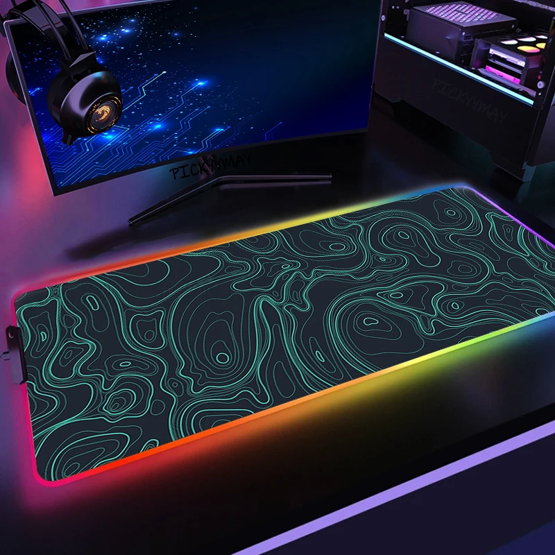 

Abstract Line Art RGB Gaming Mousepads Desk Pad Keyboard Mat LED Gamer Mousepad XXL Mouse Pads Luminous Mouse Mats Design