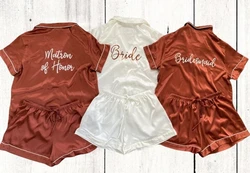 Ensemble Pyjama Personnalisé en Satin pour Demoiselle d'Honneur, Cadeau pour Patients, Cadeaux de ixde Mariage