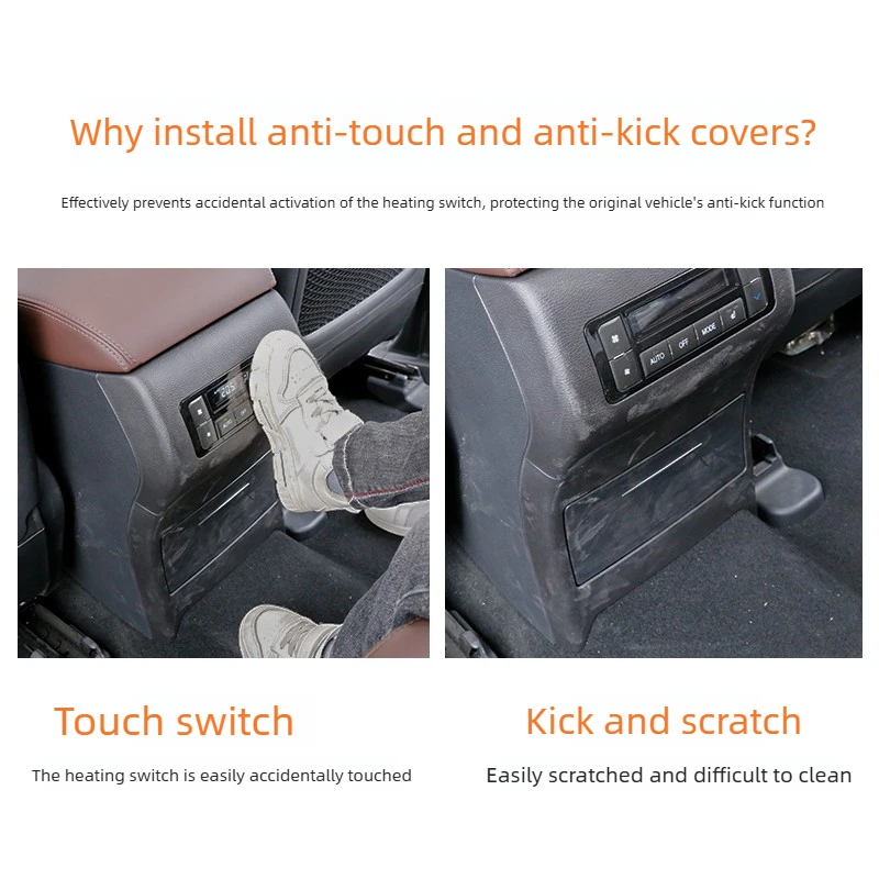 For Haval H9 2015-2022 Rear Heated Anti Kick Cover Air Conditioner Anti Touch and Anti Kick Cover Interior Modification Parts