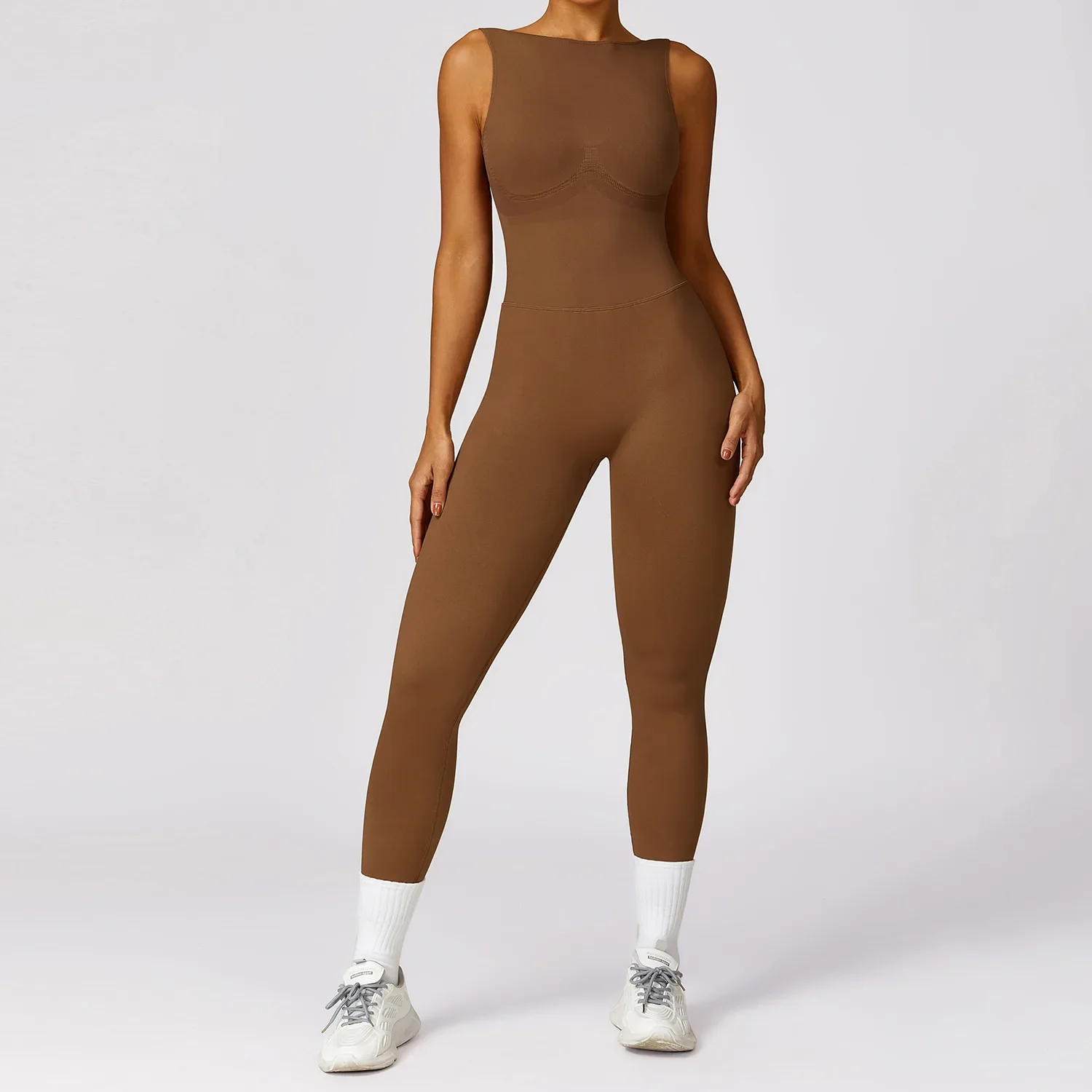 Sexy Backless Fitness Bodysuit Women Sleeveless One-piece Yoga Suit High Impact Push Up Gym Jumpsuit Workout Leggings Rompers