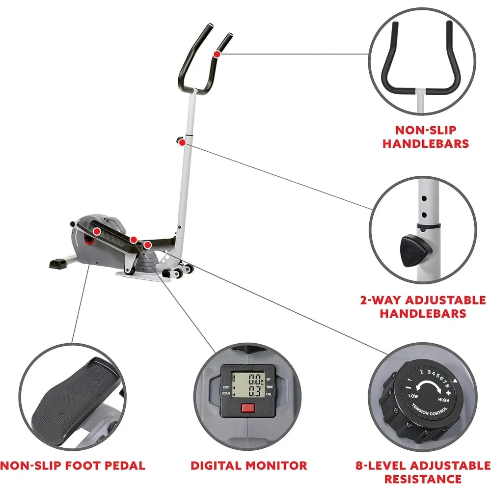 Mini máquina elíptica 2 em 1 para sentar/parar, exercitador portátil sob a mesa para treino doméstico sênior