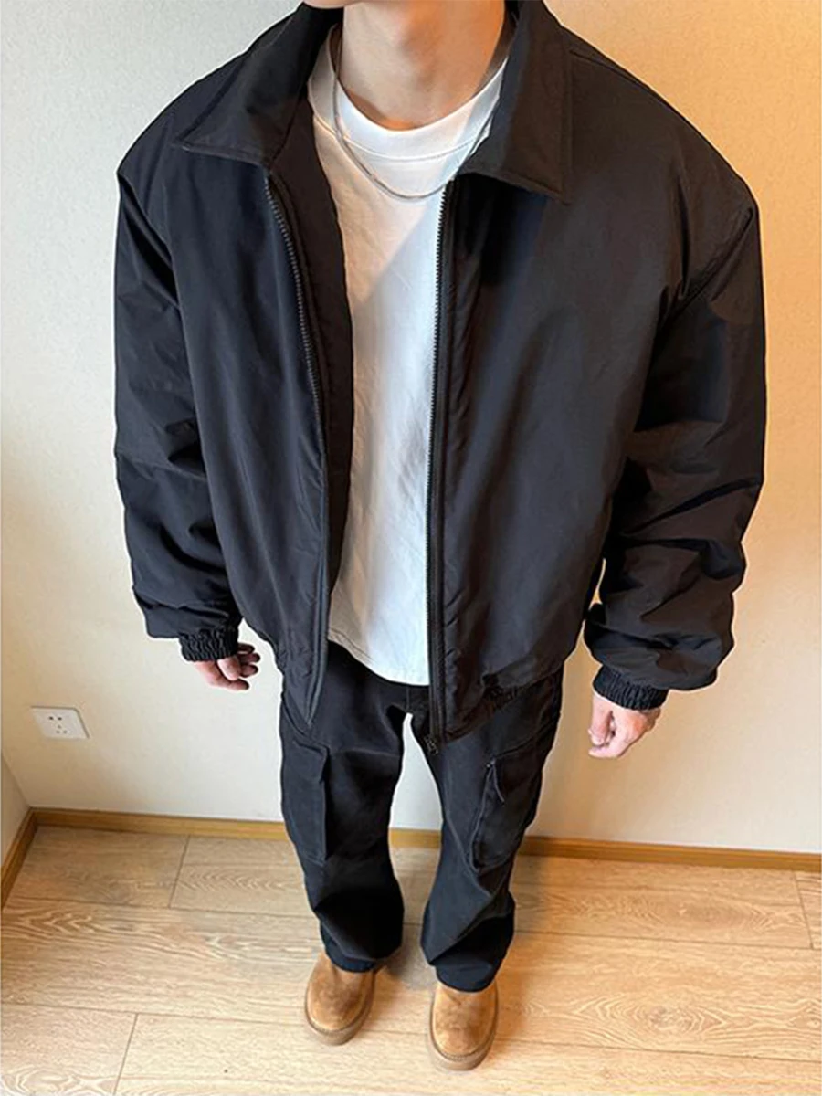 

Bla American Sle ort Thiened Tee-proof Pilot Jaet Men's Winter Warm Cotton Coat Outerwear Cleanfit Zipper Closure