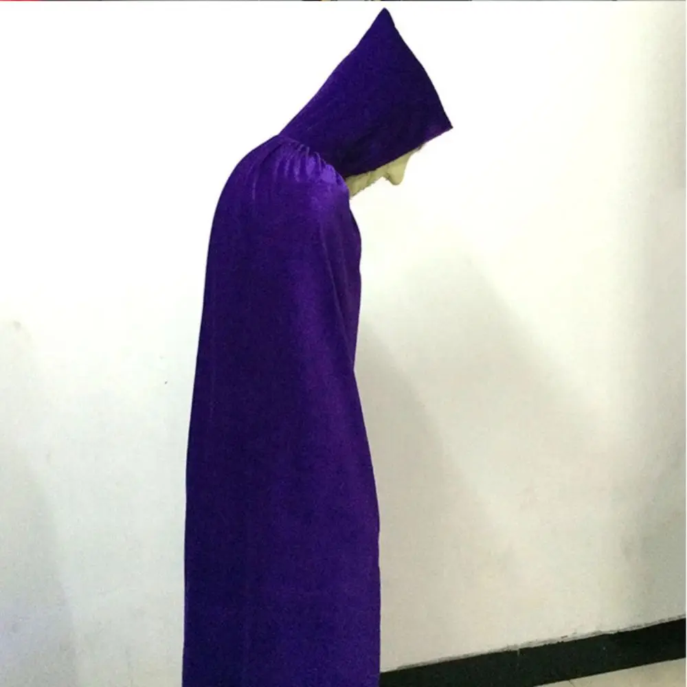 Solid Color Velvet Cloak Full Length Velvet Material Long Cape Reversible Design Black Red Green Hooded Robe Halloween Party