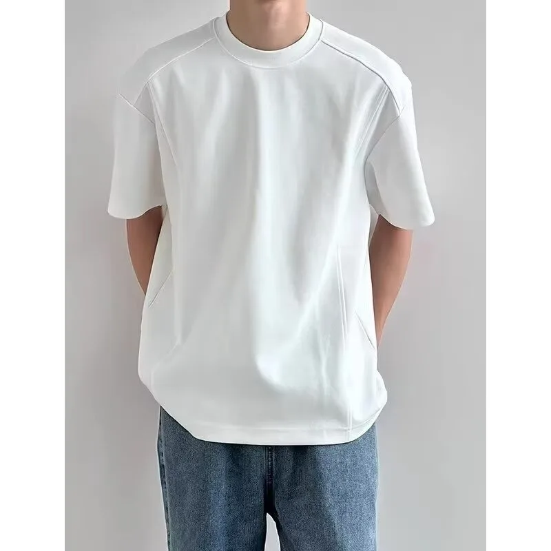 Men's T-shirt Features Simple Trendy Design with Round Neck Short Sleeve New Style of Loose Casual Popular T-shirt on Instagram