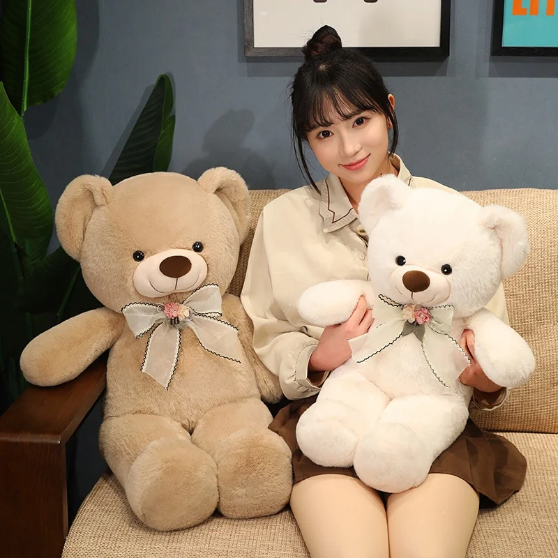 

60/80cm Cute Bowtie Plush Teddy Bear Toy Kawaii Soft Stuffed Animal Bear Plushies Doll Birthday Gift for Girls Boys Kids Women