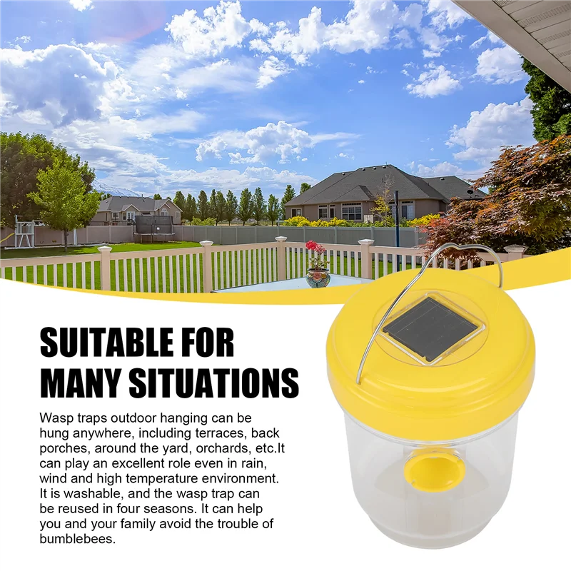 BAAG-2-Pack Solar-Wespenfalle zum Aufhängen im Freien, Wasp Cather zum Aufhängen mit Licht für gelbe Jacken, Hornissen, Biene und Wappenfallen