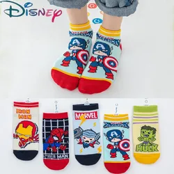 5 Paar Spiderman Katoenen Kindersokken Iron Man Hulk Thor Anime Kids Jongens Korte Sokken Cartoon Baby Lente Zomer Sok 1-12 Y