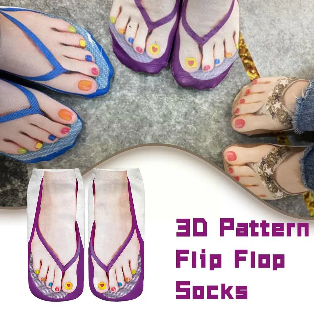 New Fashion Flip-flop 3D Socks Three-dimensional Print Cute Funny Sock Nail Socks Novelty Gift Quirky Socks Ankle Socks Women