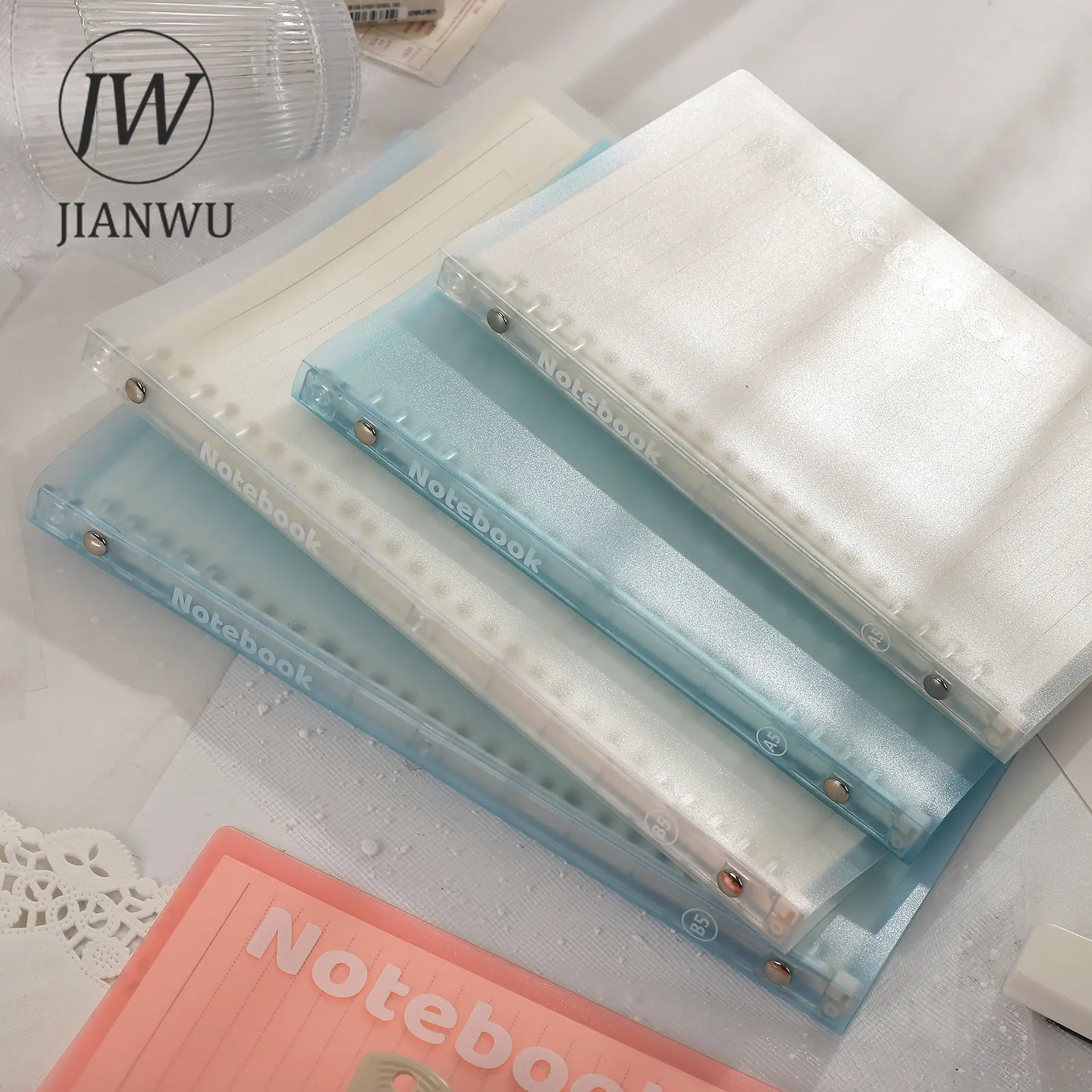 JIANWU A5 / B5 10-hole Simple Soft Cover Translucent Refill Paper Loose-leaf Book Creative DIY Student Supplies Stationery