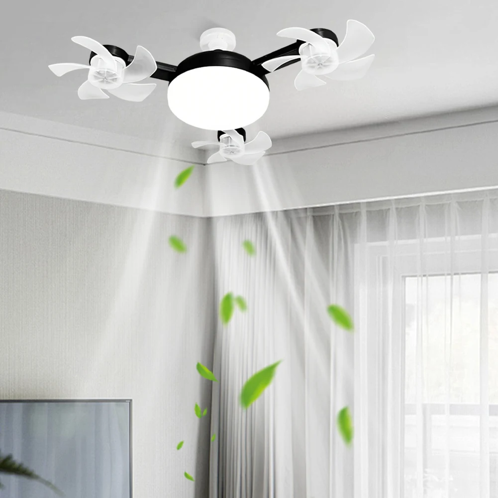 

E26/E27 Modern Ceiling Fan Lights 3 Color Stepless Dimming Decorative Ceiling Fanlight Plug-In Fan Light for Kitchen Bedroom