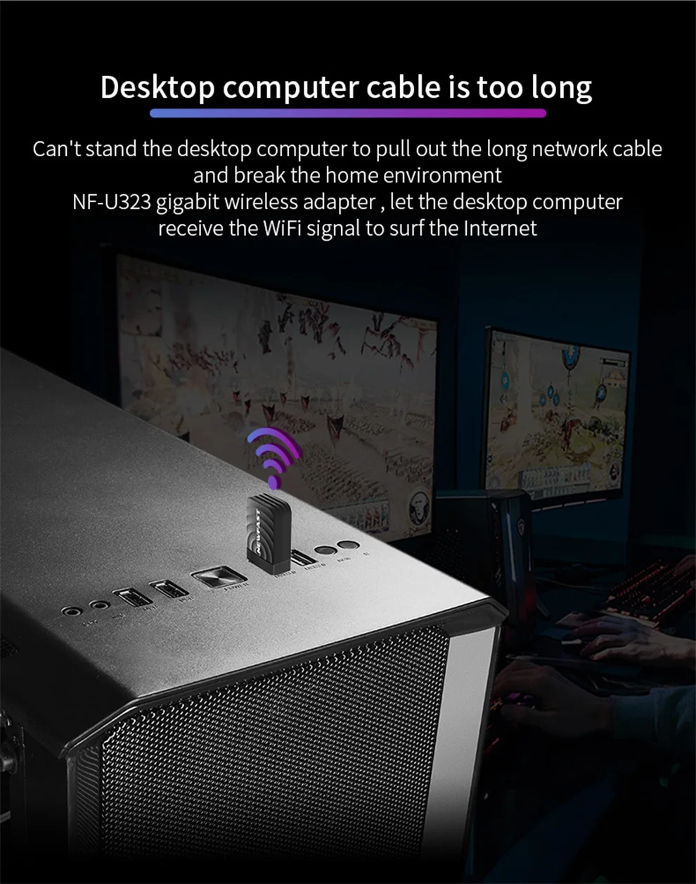 Comfast wifi5 1300mbps adaptador usb banda dupla wifi receptor placa de rede usb3.0 wpa3 para desktop portátil win7/8/8.1/10/11 mac