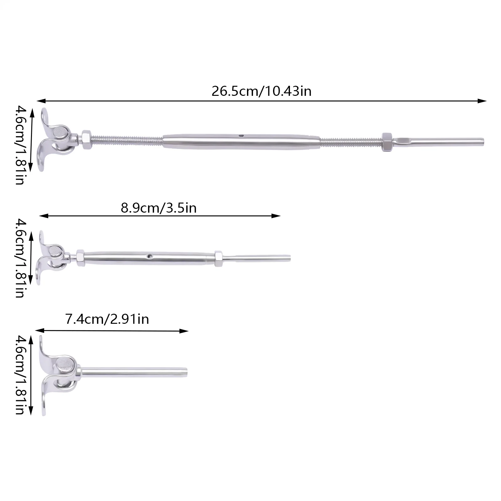 Durable 316 Stainless Steel Railing Swage Threaded Studs, 12 Pairs with Turnbuckles and Adjustable Length for Secure Outdoor