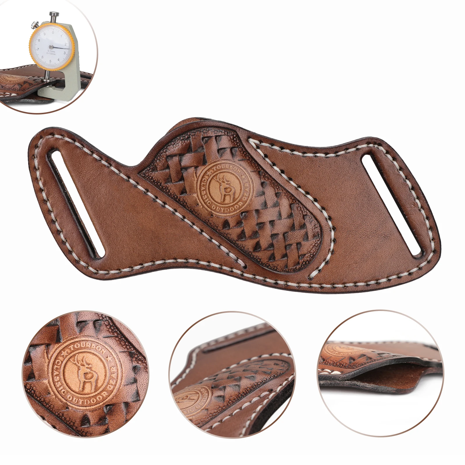 Tourbon Leather Folding Blade Knife Sheath EDC Pocket for Mini Knife Multitool Waist Pouch EDC Case for Belt (without knives)