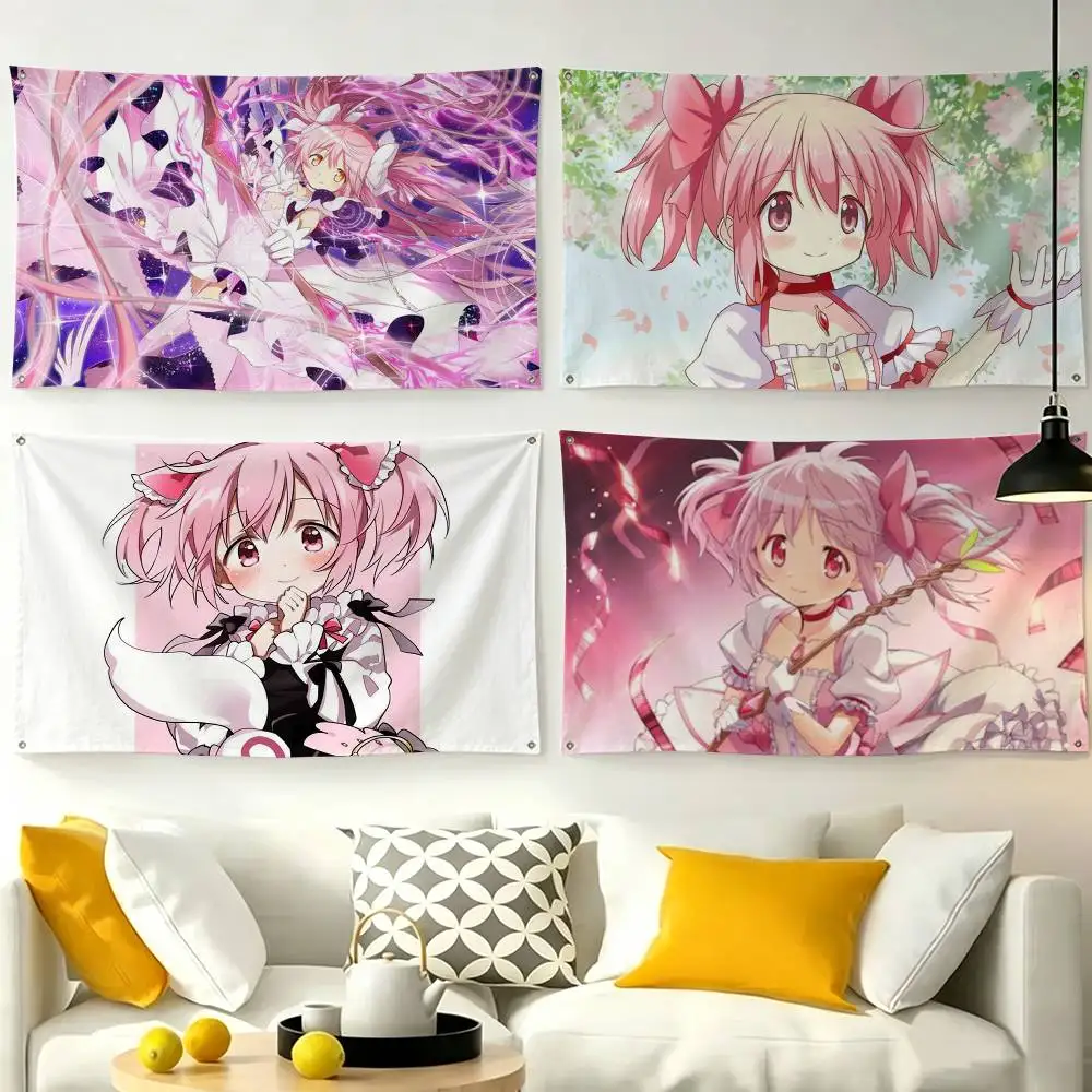 P-Puella Magi K-Kaname Madoka  Flags Wall Hanging Tapestry Outdoor Garage Room Decorative flag Background Blanket