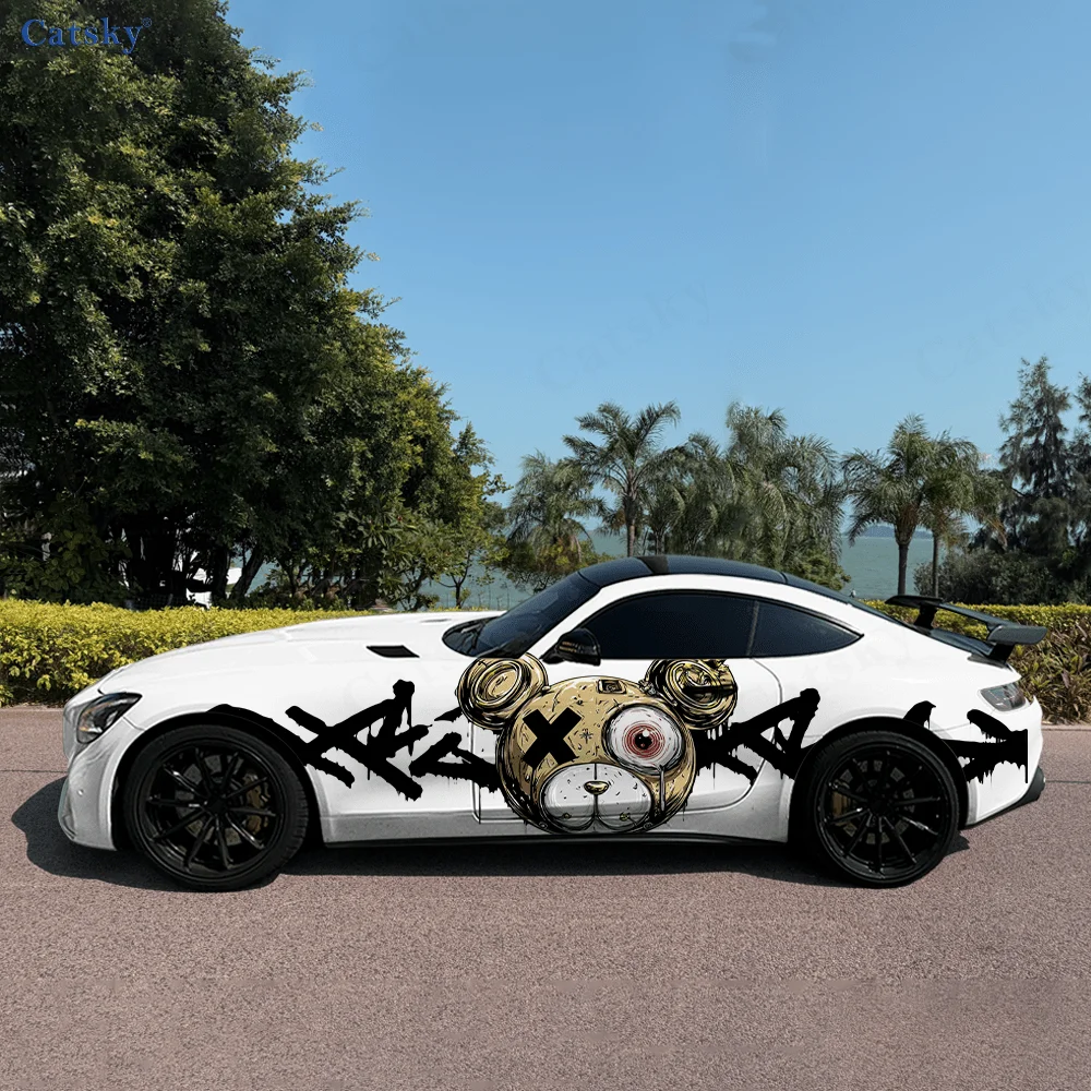 

One Eyed Bear Doll Sad Car Vinyl Wraps Decal Self-adhesive PVC Sticker Suitable for Trucks SUV Decoration Auto Accessories Gift