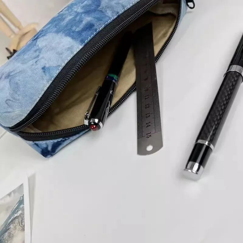 Fabric Zipper Pencil Case Large Capacity Pencil Bag Student Portable Multifunctional Stationery Box