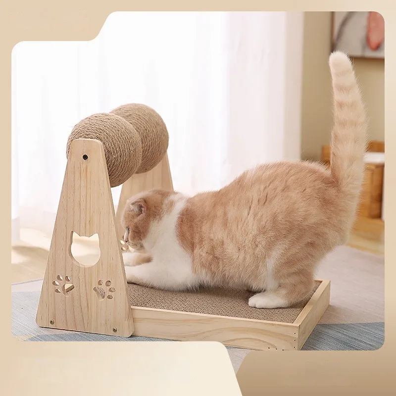 Sisal Ball Turntable Solid Wood Cat Scratching Board Cat Toys Grinding Scratching Teasing Cat Rubbing Itch All-in-one New Models