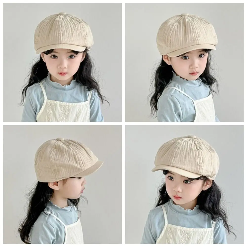 

Retro Solid Color Children Forward Hat Visor Korean Newsboy Cap 2-6year Harajuku Baby Beret Boy Girl