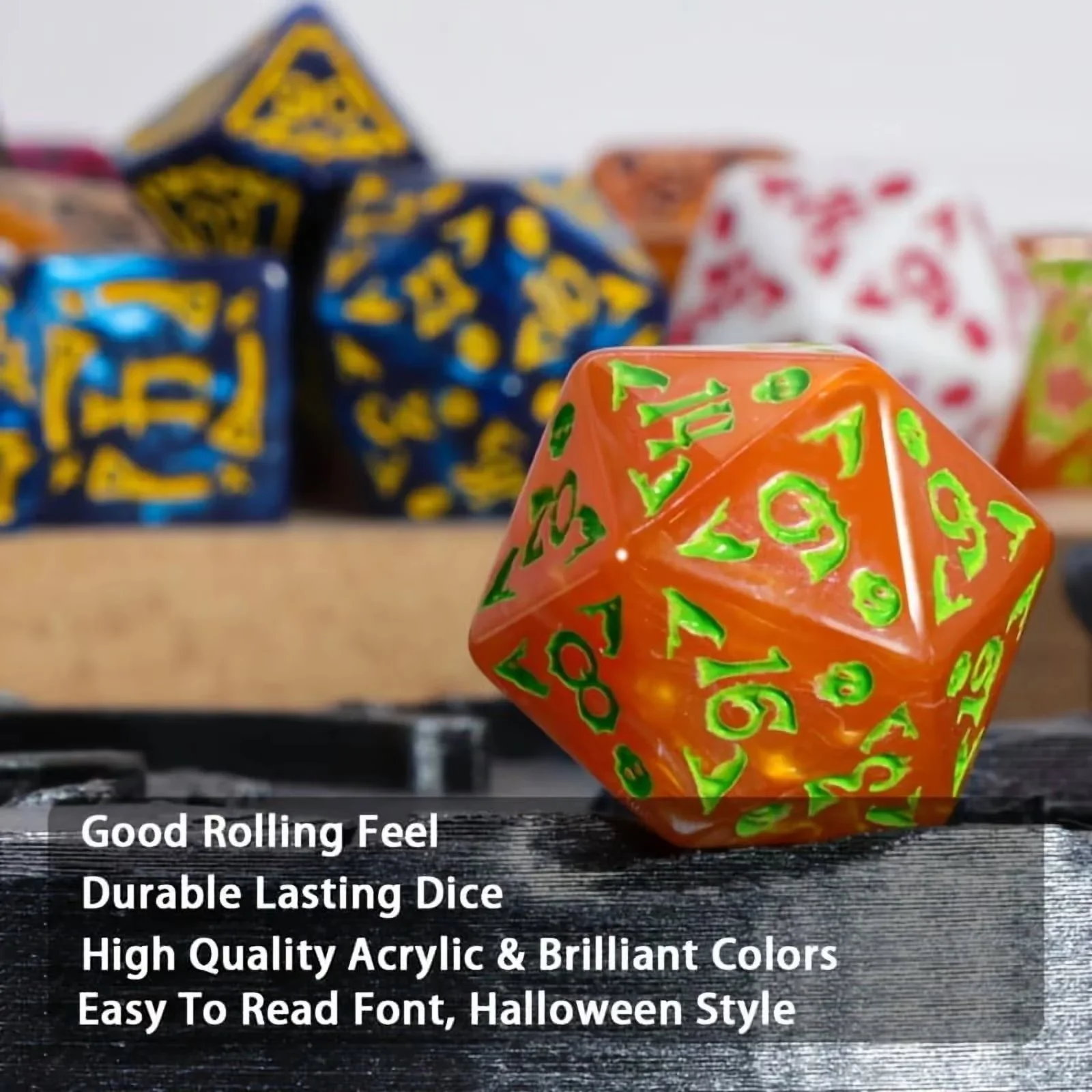 DND Dice Set -7pc Halloween Polyhedral Dice with Dice Bag for D&D RPG MTG Role Playing Table Party Games & DM & Dice Goblin view 3