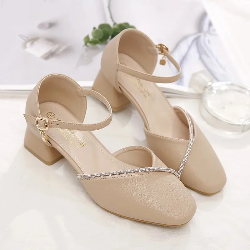 

Zapatos de mujer женские милые туфли высокого качества с круглым носком, весенне-летние туфли на квадратном каблуке, женские модные милые бежевые офисные туфли ea280