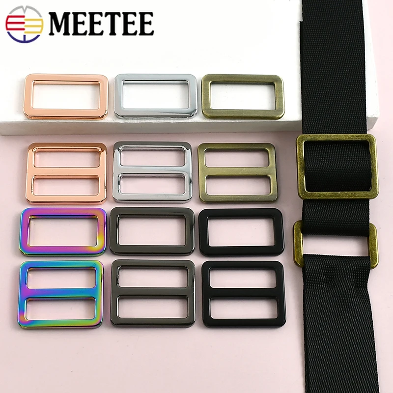 

10Pcs 20-50mm Metal Buckles Webbing Strap Adjust Square Ring Backpack Garment Belt Tri-Glide Slider Clasp Hardware Accessories