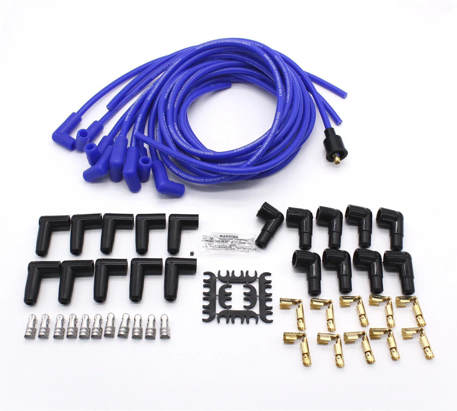 8.5mm Blue 90 Degree Spark Plug Wires for HEI Chevy SBC BBC Ford Mopar 350 454 V8 VA0352